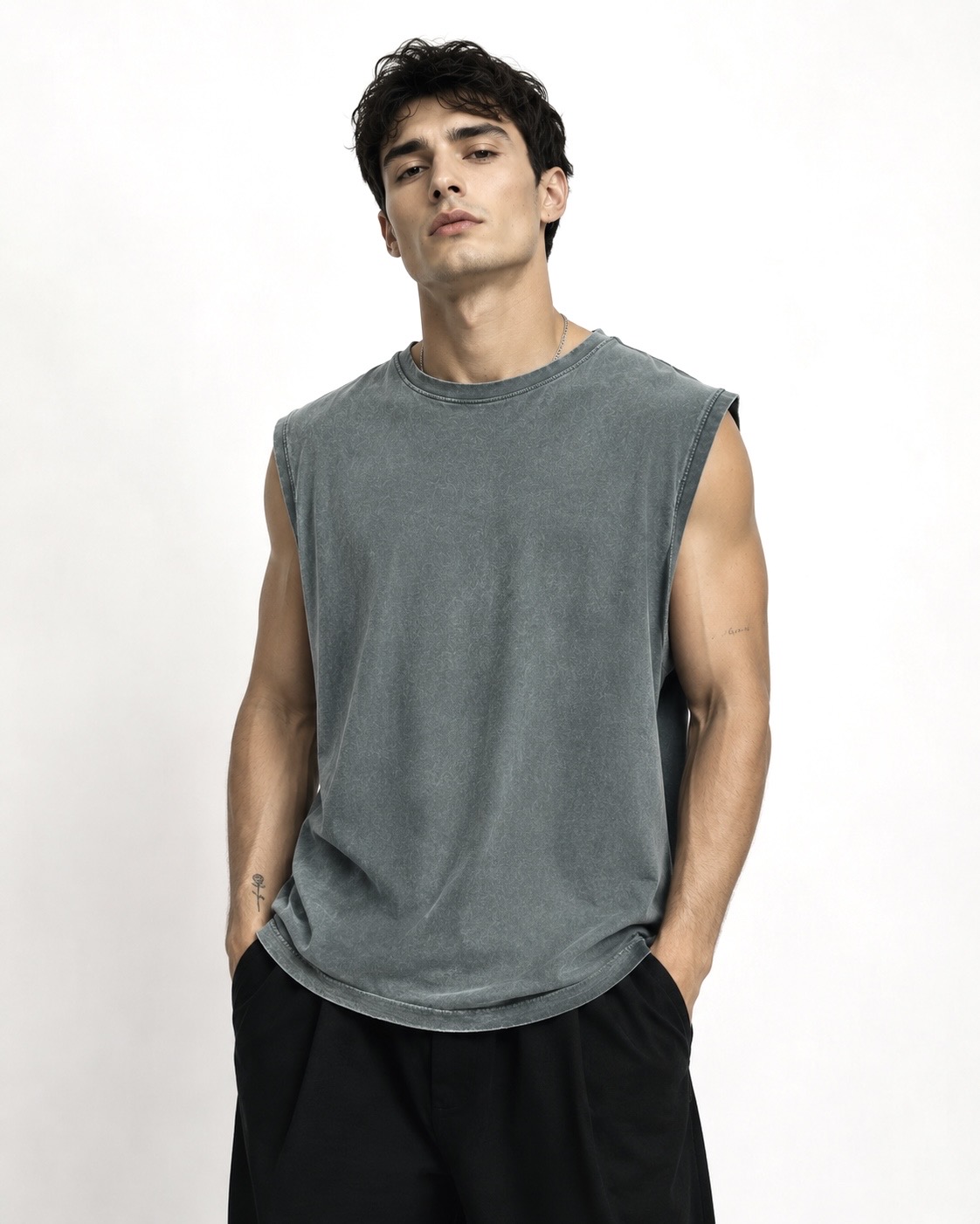 تنگ تاپ برند PULL&BEAR سبز-خاکستری 🇪🇸