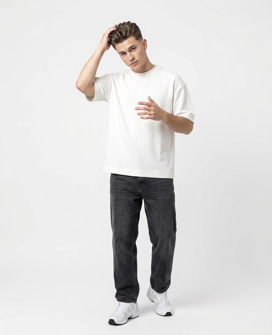 تیشرت گرم بالا ویفری PULL&BEAR 🇪🇸 سفید