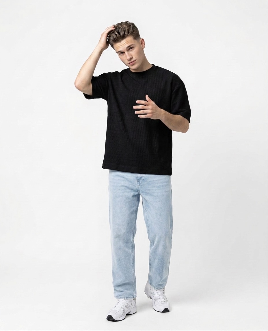 تیشرت گرم بالا ویفری برند PULL&BEAR 🇪🇸 مشکی