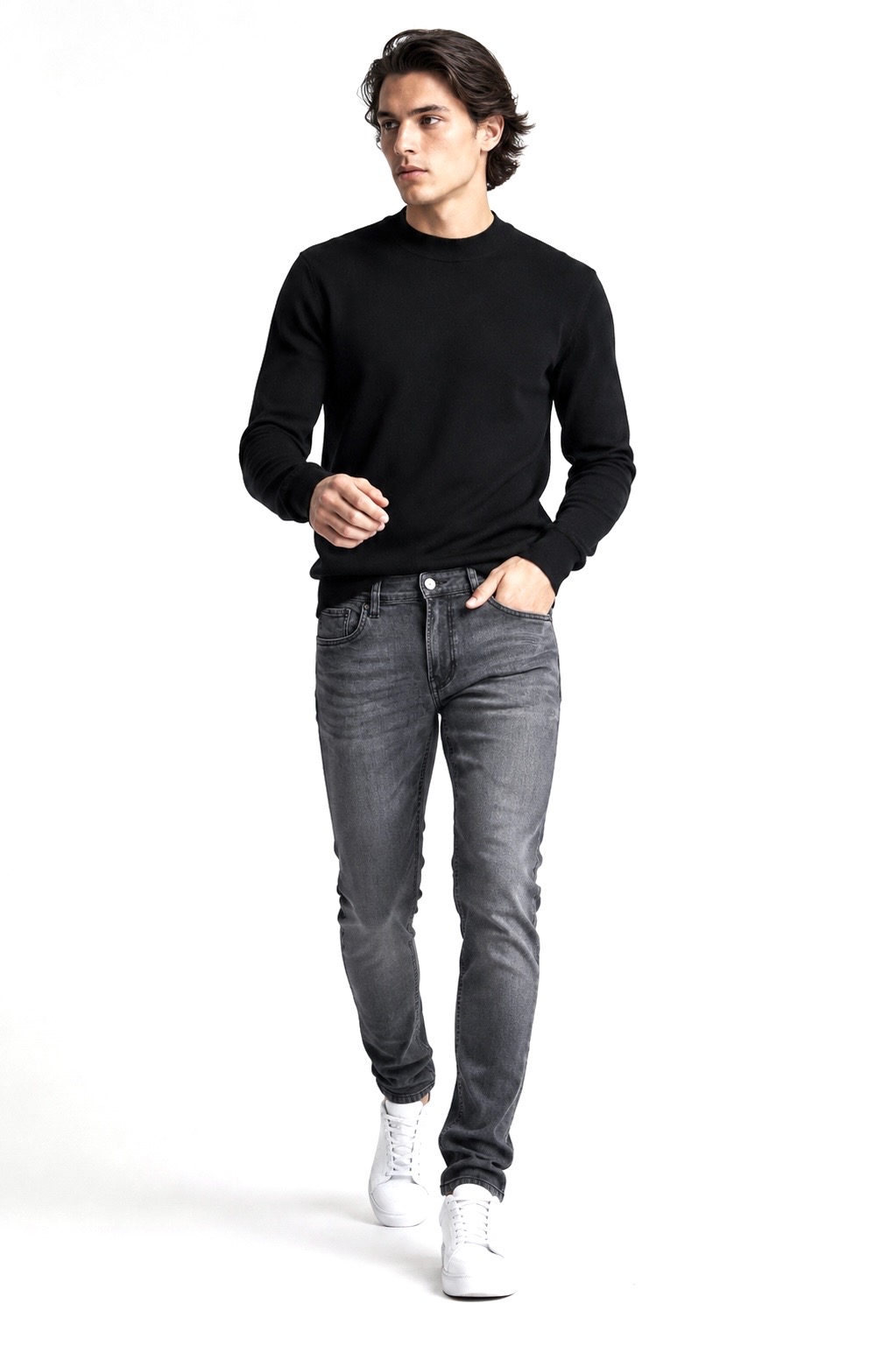 شلوار جین برند جک اند جونز ذغالی روشن JACK&JONES_10 🇩🇰