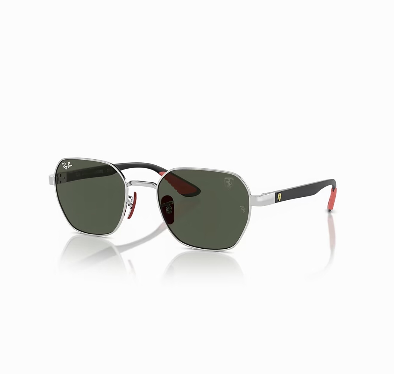 عینک ریبن فراری مشکی نقره‌ای عدسی سبز مدل RayBan RB3794-M 🇮🇹