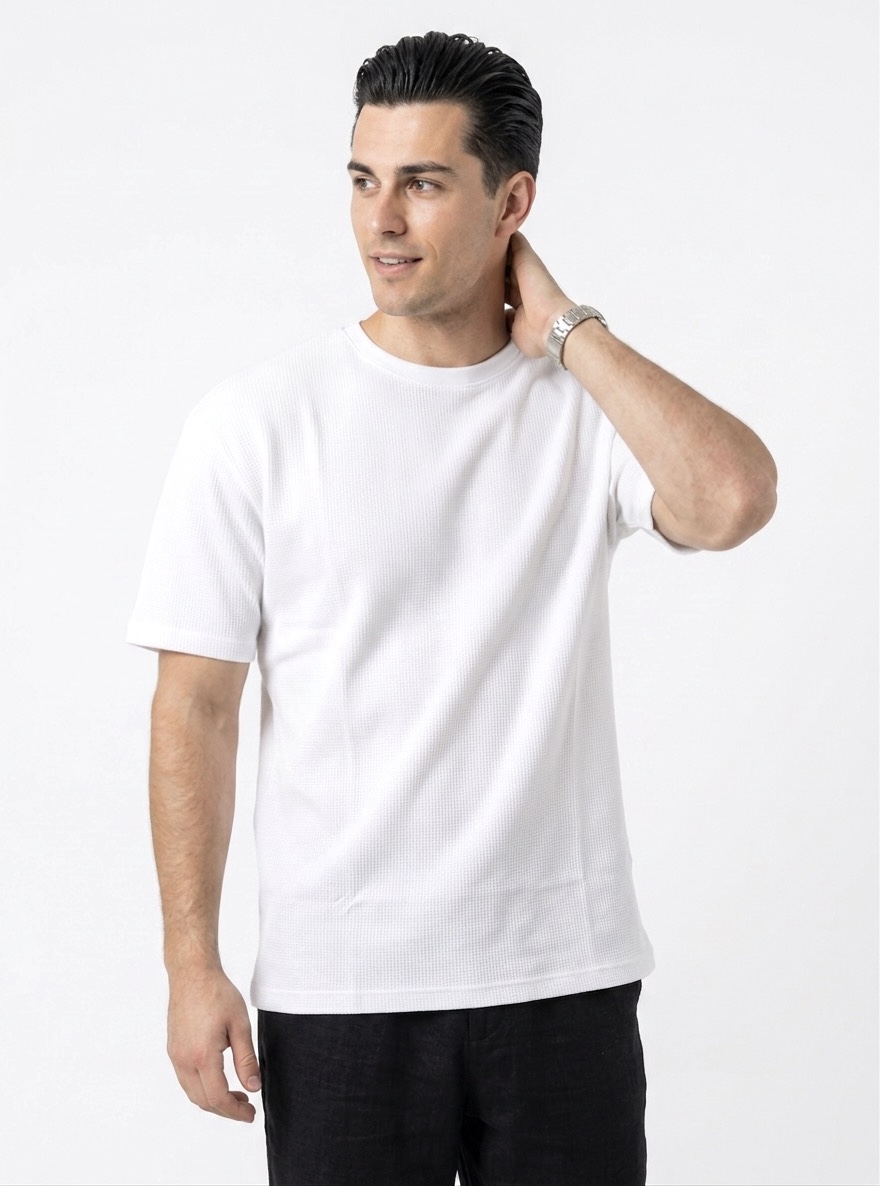 تیشرت ویفری سایز بزرگ Bershka 🇪🇸 سفید