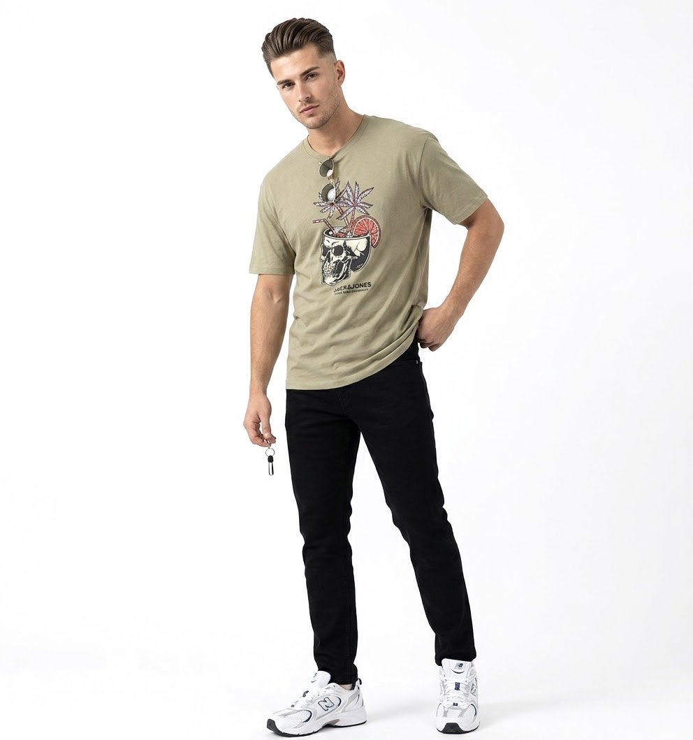 تیشرت برند JACK&JONES 🇩🇰 رنگ سبز زیتونی روشن