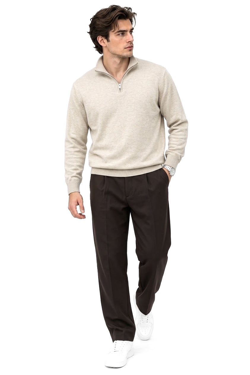 نیم زیپ ریز بافت JACK&JONES 🇩🇰 کرم