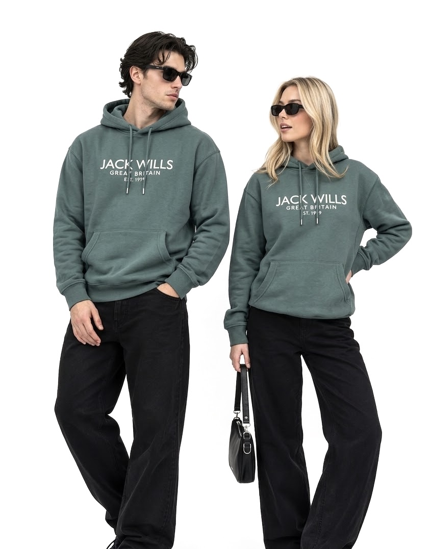 هودی گرم بالا JACK WILLS 🇺🇸 سبز لجنی