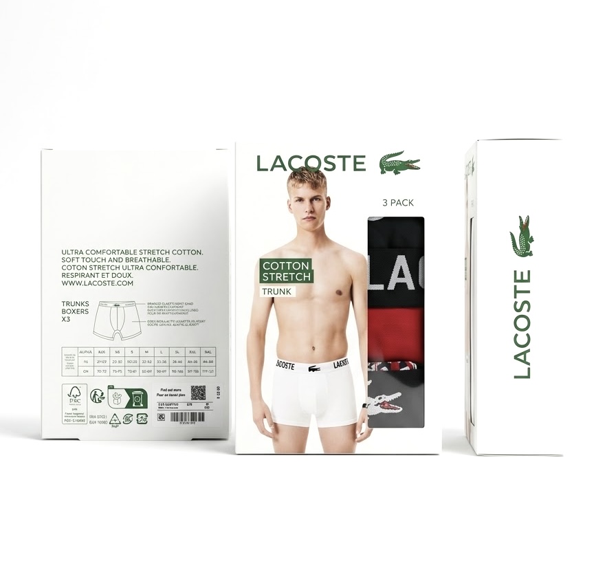 پک سه عددی شورت باکسر لاکوست مردانه Lacoste 🇫🇷