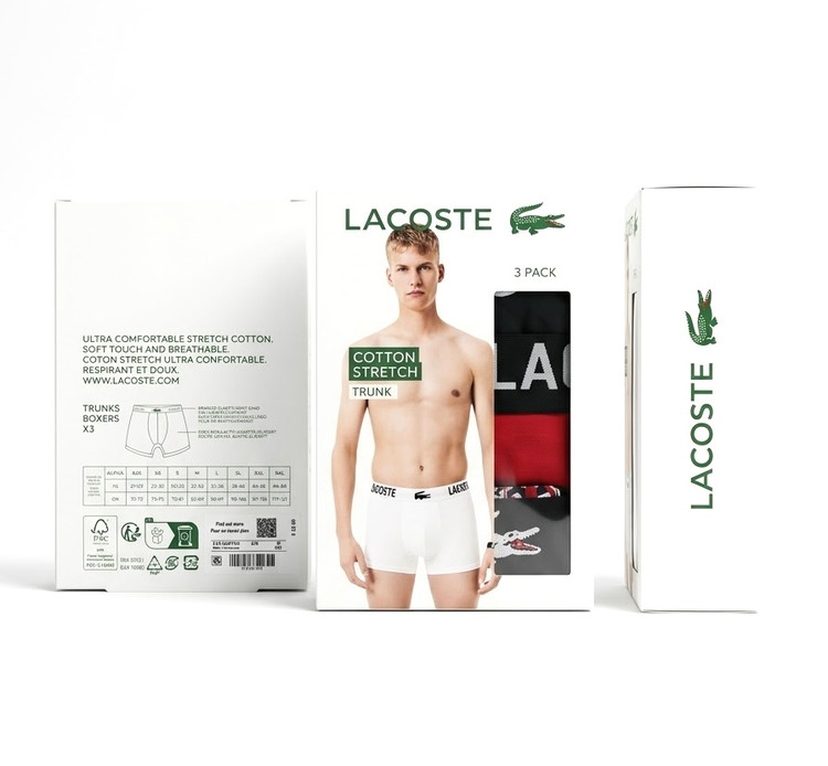 پک سه عددی شورت باکسر لاکوست مردانه Lacoste 🇫🇷