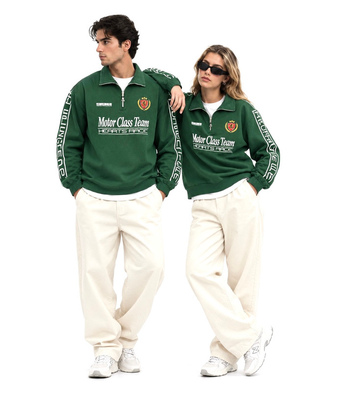 نیم زیپ گرم بالا مردانه زنانه BERSHKA سبز 🇪🇸